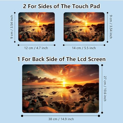 Universal Laptop Skin Sticker with 2 Wrist Pad Skins, Waterproof Scratch Resistant Vinyl Laptop Cover Decal, Cut to Fit for 11–15.6 Inch MacBook HP Dell Lenovo, Beach Sunsets - color: Beach Sunset
