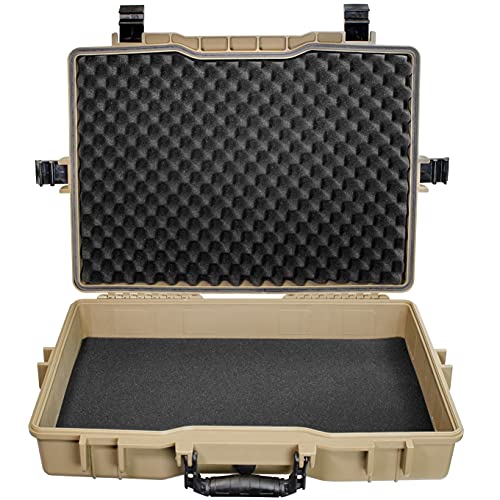 Eylar Large 22 inch Protective, Camera, Tools, Equipment Laptop Hard Case with Custom Logo Engraved Plate Waterproof, Customizable Pluck Foam for Laptops, Tablets, Electronics (Tan) - color: Tan
