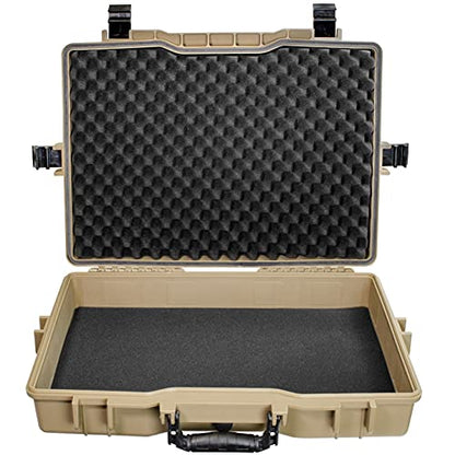 Eylar Large 22 inch Protective, Camera, Tools, Equipment Laptop Hard Case with Custom Logo Engraved Plate Waterproof, Customizable Pluck Foam for Laptops, Tablets, Electronics (Tan) - color: Tan