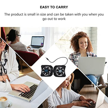 SOLUSTRE Portable Foldable Laptop Cooler USB Powered Fans Black Notebook Cooling Mat for Heat Dissipation Compact Design Protective Pads Energy-Saving Cooling
