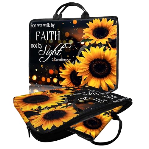 Laptop Bag,14 15 15.6 inch Laptop Case Sleeve,Computer Sleeve with Handle for Women Men,Carrying Case for MacBook,Dell,Lenovo,Notebook Computer,Sunflower Glitter Bible - color: Sunflower Glitter Bible