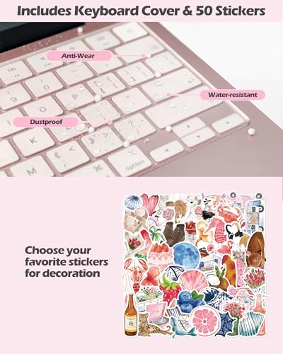 ProCase Clear Case for MacBook Neo 13 Inch 2026 Model A3404, Ultra-Thin Hard Shell Protective Laptop Cover with Keyboard Cover & 50 PCS Pink Stickers - color: Clear Case + Pink Stickers