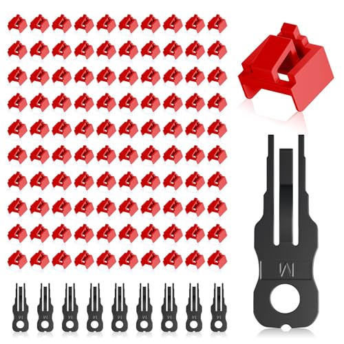 100 Pcs RJ45 Port Lock with 10 Key, Locking RJ45 Port/Dust Blocker, RJ45 Dust Cover Cap Female Port Plugs Protector, Compatible RJ45 Port Devices, Red - color: Red, size: 100-Pack