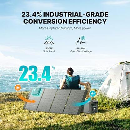 DABBSSON 2048Wh Solar Generator with 420W Solar Panel, Semi-Solid LiFePO4 Battery w/6 2200W AC Output, Compact&Lightweight, Recharge 80% in 1.5 Hr, 2000L Portable Power Station for Camping/Home/RV - style: 2000L+420W Solar Panel