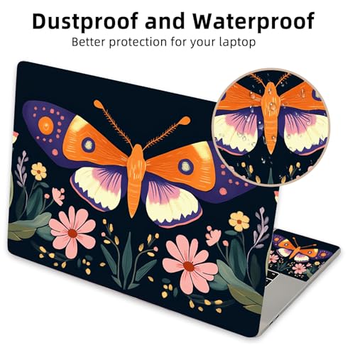 Aesthetic Laptop Skin Cover,12-15.6 Inch Universal Vinyl Sticker Decal,Waterproof Scratch-Resistant Notebook Wrap,Removable Residue-Free Protector,Butterfly Floral Pattern - color: Butterfly Floral Pattern