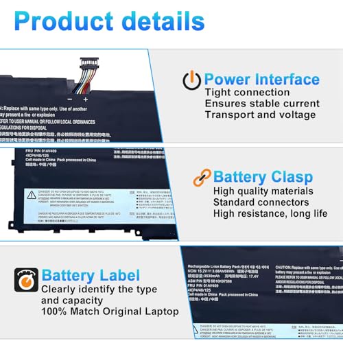 01AV409 00HW028 01AV457 01AV458 SB10F46466 01AV439 00HW029 SB10F46467 Laptop Battery for Lenovo Thinkpad X1 Carbon 4th Gen 4 2016 ThinkPad X1 Yoga Gen1 Gen2 Series Ezel CC315-72G-74LB - size: 10.00*3.15*0.31inch 01AV409