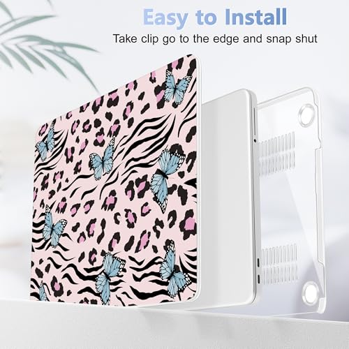 Tuiklol for 2026 MacBook Neo 13 Inch A18 Pro Chip Case, (Model A3404) Anti-Scratch Anti-Drop Slim Hard PC Shell Case with Shockproof Protective MacBook Neo Laptop Cover, Leopard Butterfly - color: Leopard butterfly