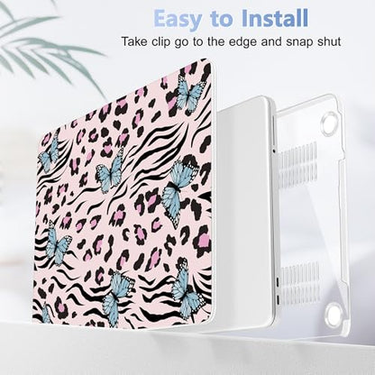 Tuiklol for 2026 MacBook Neo 13 Inch A18 Pro Chip Case, (Model A3404) Anti-Scratch Anti-Drop Slim Hard PC Shell Case with Shockproof Protective MacBook Neo Laptop Cover, Leopard Butterfly - color: Leopard butterfly