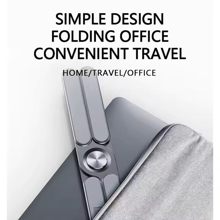 Foldable & Portable Laptop Stand for Desk, Light Weight Alloy Silicon, Ergonomic Aluminum Riser with 7 Adjustable Heights, Compatible with Laptop 10-16' and Tablet - color: meteoric lime
