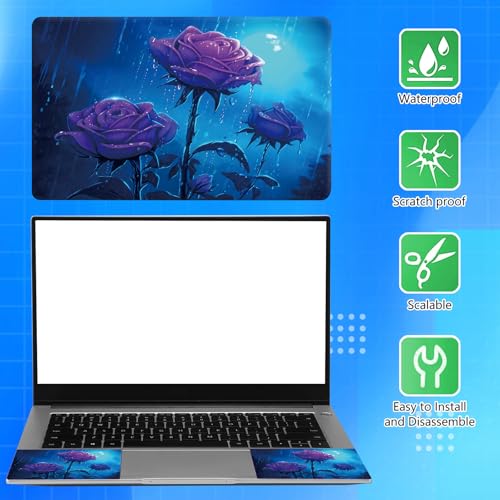 Universal Laptop Skin Sticker Decal for 11.6”12" 13" 13.3" 14" 15" 15.4" 15.6" Reusable Waterproof Scratch-Scratch Resistant Protective Vinyl Laptop Skin Stickers - Purple Roses Flower in The Rain - color: Purple Roses Flower in the Rain