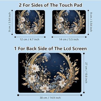 Universal Laptop Skin Sticker with 2 Wrist Pad Skins, Waterproof Scratch Resistant Vinyl Laptop Cover Decal, Cut to Fit for 11–15.6 Inch MacBook HP Dell Lenovo, Flower Moon - color: Flower Moon