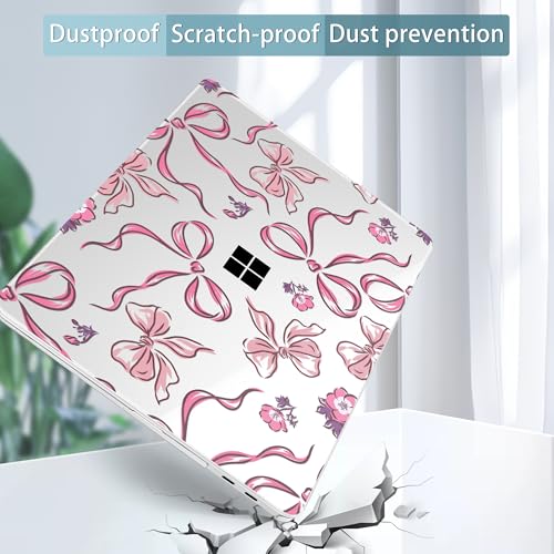 Mektron Printed Case for 2025 Microsoft Surface Laptop Windows 11 Copilot+ PC Surface Laptop 13 inch Touchscreen Display Cover Fits Model 2095, Flowers-Bows-Pink - color: Flowers-Bows-Pink