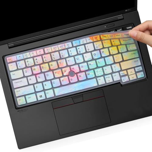 Keyboard Cover for Lenovo Thinkpad E14 Gen 5, Thinkpad T14 T14s Gen 4/3,L14 P14s Gen 3, ThinkPad X1 Yoga Gen 8/7, Thinkpad x1 Carbon Gen 11/10 14"(Not Fit T14 L14 P14s Gen 2 1)-Iridescent - color: Iridescent