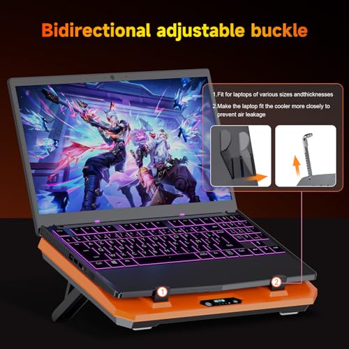 IETS GT300 Upgraded Laptop Cooling Pad with Adjustable Stand, Turbo Boosted Cooler for Rapid Cooling 10-17inch Gaming Laptop, Flexible Sealing Ring，Featuring Air Filtration and USB Hub - color: GT300F1(Hub)