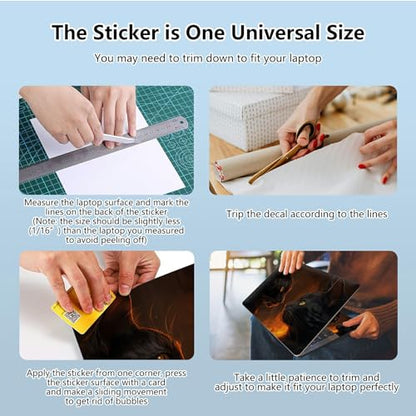 Universal Laptop Skin Sticker with 2 Wrist Pad Skins, Waterproof Scratch Resistant Vinyl Laptop Cover Decal, Cut to Fit for 11–15.6 Inch MacBook HP Dell Lenovo, Cat Black - color: Cat Black