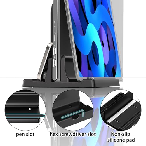 Vertical Laptop Stand, Adjustable 3 in 1 ABS | Space-Saving Desktop Dock, Compatible with MacBook, HP, Dell, Microsoft Surface, Fits Most Laptops (Black, 1 Slot) - color: Black-1 Slot Version