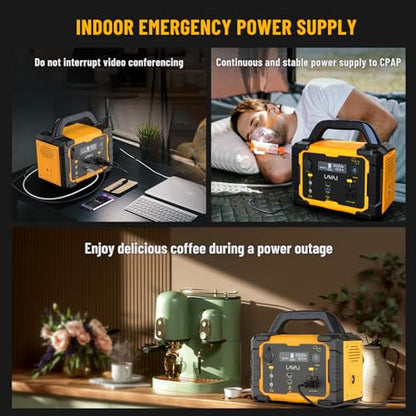 Solar Generator 300W Portable Power Station with 100W Foldable Solar Panel, 294Wh Lithium Battery, 120V/300W AC Outlet, Quiet Generators for Home, RV, Outdoor, Camping and Emergencies Use