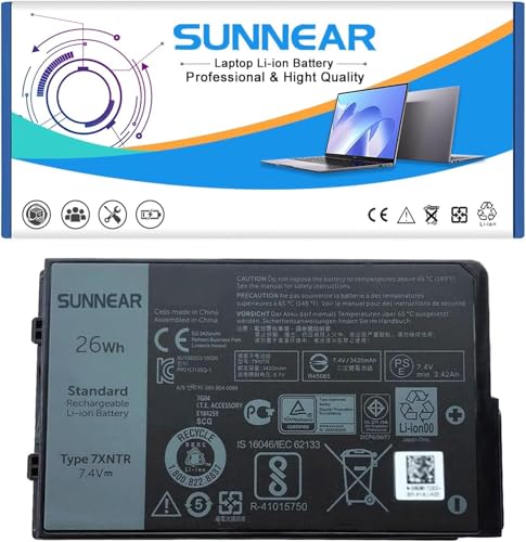 7XNTR J7HTX Battery for Dell Latitude 12 7202 7212 Rugged Extreme Tablet | 2-Cell 7.4V 26Wh 3420mAh; P/N: 07XNTR FH8RW 0FH8RW - size: 9.65*3.11*1.34 inches 7XNTR