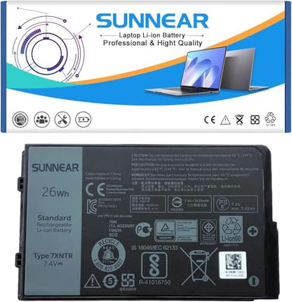 7XNTR J7HTX Battery for Dell Latitude 12 7202 7212 Rugged Extreme Tablet | 2-Cell 7.4V 26Wh 3420mAh; P/N: 07XNTR FH8RW 0FH8RW - size: 9.65*3.11*1.34 inches 7XNTR