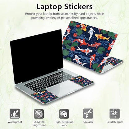 Laptop Skin Sticker Decal, Universal Reusable Vinyl Laptop Cover for 12" 13" 13.3" 14" 15" 15.4" 15.6" Notebook PC, Reusable Waterproof Scratch-Resistant with 2 Wrist Pads,Cute Koi Fishes - color: Cute Koi Fishes
