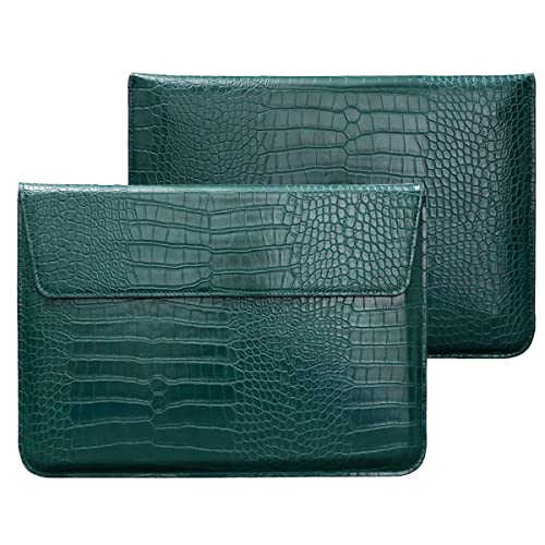 Laptop Sleeve Bag for 2023-2026 MacBook Air 15 inch A3448 M5 M4 M3 M2 Crocodile Grain PU Leather Flap Style Case Notebook Bag for Mac Pro 16 M1 A2485 A2141 2019-2026,Pro 15 2012-2019,Green - color: Green