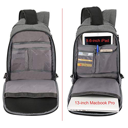 Large Sling Bag Laptop Backpack Cross Body Messenger Bag Shoulder Travel Rucksack (B-Light Gray) - color: B-light Gray