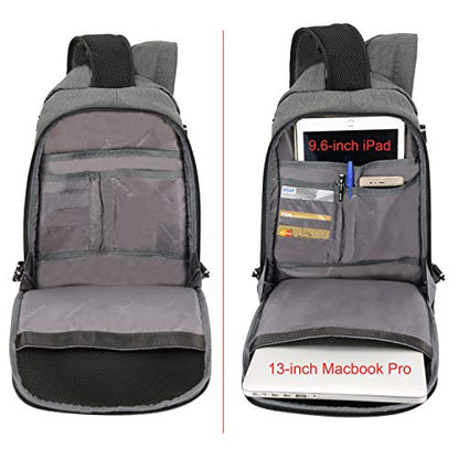 Large Sling Bag Laptop Backpack Cross Body Messenger Bag Shoulder Travel Rucksack (B-Light Gray) - color: B-light Gray