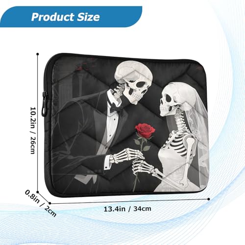 Skeleton Couple Rose Dark Padded Laptop Sleeve Case 13 Inch Soft Quilted Laptop Bag Waterproof Computer Sleeves - color: skeleton couple rose dark, size: Medium