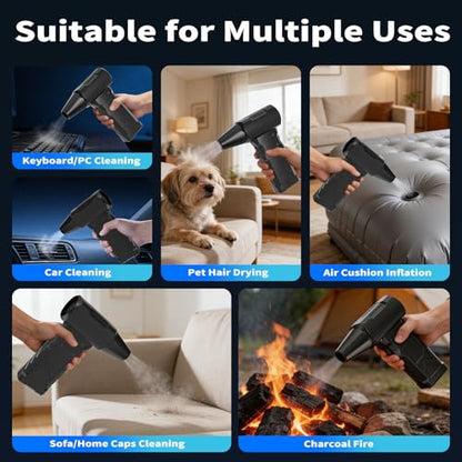 Compressed Air Duster-100000RPM Electric Air Duster for PC | Keyboard Cleaning，3-Speed Cordless Turbo Fan Rechargeable Reusable Compressed Air Blaster, Air Bed, Outdoors, Home.X3