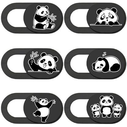 6Pcs 6 Styles Panda Camera Cover Webcam Cover Slide Cute Animal Design Privacy Guard Webcam Protector for Laptop Desktop Computer Tablet Phone Notebook Mini PC Accessories Home Office Use