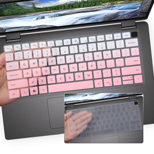 2PCS Keyboard Cover for Dell Latitude 14" 7450 7440 7430 7420 7410 5440 5431 5430 5420 3440/Dell Latitude 9420 9430,15.6 Dell Latitude 7520/Latitude 9510 9520 Keyboard Skin-OPink+Clear - color: OPink+Clear