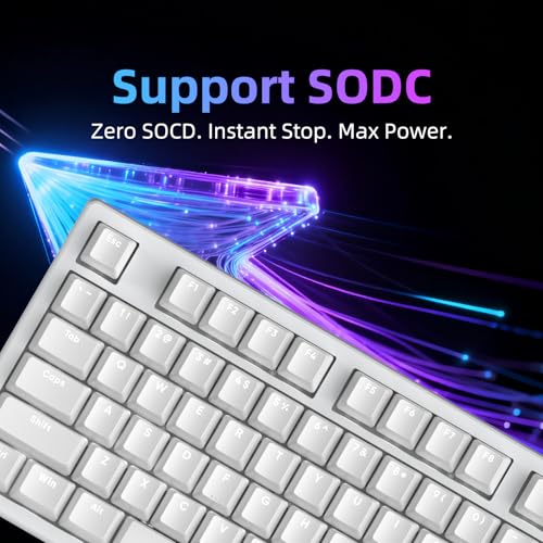 IROK FE87 V2 Wired TKL Layout Mechanical Keyboard, Support SODC, Gasket Structure, Hot Swappable, Gaming Keyboard (White/Twilight Smoke Switch) - color: white, size: Twilight Smoke Switch