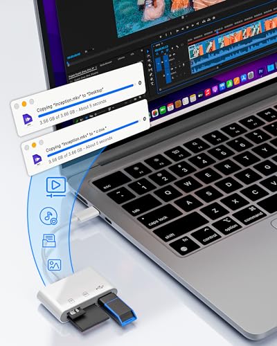SD Card Reader, USB-C SD/TF Memory Card Adapter with USB 3.0 Port | SD Card Support • Compatible with iPhone 17/16/15, iPad & Android • Trail Camera Viewer • Plug & Play