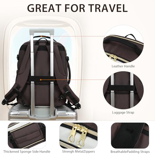 KROSER Laptop Backpack Computer Backpack 17 Inch Men-Beige/Coffee/Black | 40L Large Laptop Water-Repellent Travel Backpack Casual Daypack for Business/College/Women - color: Beige/Coffee/Black