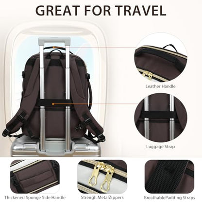 KROSER Laptop Backpack Computer Backpack 17 Inch Men-Beige/Coffee/Black | 40L Large Laptop Water-Repellent Travel Backpack Casual Daypack for Business/College/Women - color: Beige/Coffee/Black