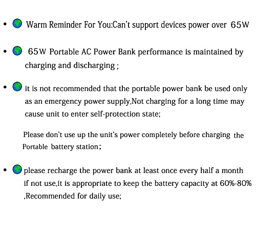 ZeroKor Portable Power Bank with AC Outlet with USB LED Light Bulb, 65W 110V Portable Laptop Charger Battery Bank External Battery Pack Backup Power Source for Outdoor Tent Camping RV