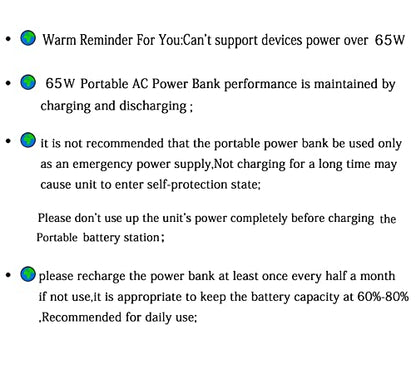 ZeroKor Portable Power Bank with AC Outlet with USB LED Light Bulb, 65W 110V Portable Laptop Charger Battery Bank External Battery Pack Backup Power Source for Outdoor Tent Camping RV