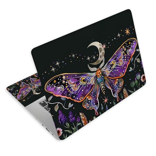 Universal Laptop Skin Decal, 3-Piece Vinyl Protector for 12 13 14 15.6" Notebook, Waterproof Anti-Scratch, Easy Trim & Bubble-Free Finish, Mystical Moth - color: Mystical Moth