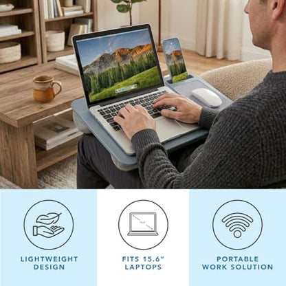 LAPGEAR Home Office Lap Desk – Slate Blue, Fits 15.6” Laptops - color: Slate Blue, size: Home Office W/Device Ledge