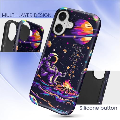 CARLOCA Case for iPhone 17,Astronaut Barbecue Design Hybrid Dual Protection Soft TPU Hard PC Shockproof Anti Scratch Men & Women Stylish Protective Phone Case - color: Astronaut Barbecue, size: iPhone 17