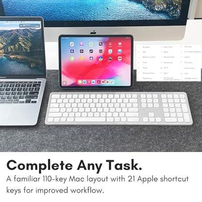 Macally Premium Bluetooth Keyboard for Mac - Compatible Apple Keyboard with Numeric Keypad - Multi Device Wireless for MacBook Pro/Air, Mac mini Pro, iMac, Laptop