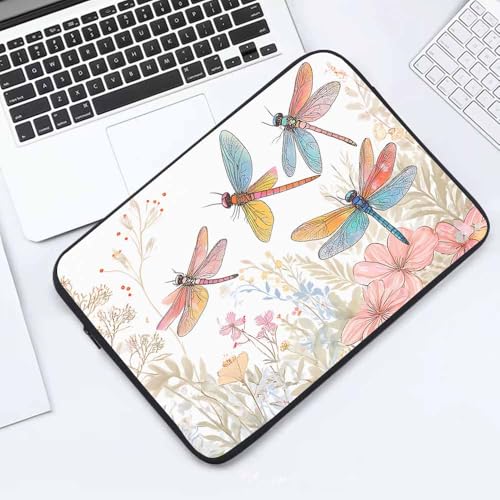 Laptop Sleeve Bag 15.4 15.6 Inch,Dragonfly Retro Flower Tree Garden Protective Polyester Computer Cases Laptop Cover Briefcase Bag Tablet Travel Cover - color: LPS-007
