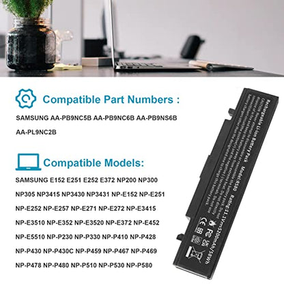 AA-PB9NS6B AA-PB9MC6B AA-PB9NC6B AA-PB9NC6W AA-PB9NS6B Laptop Battery for Samsung R420 R430 R468 R470 R480 RV510 RV511 RC512 R519 R520 R530 R540 R580 R730 Q320 Q430 Np550P5c Np365e5c NP300E5A - size: 8.07*2.05*0.83inch Q318