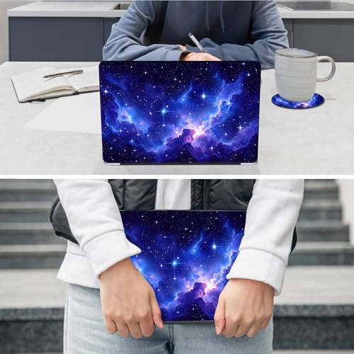 Laptop Skin Sticker Decal 12"-15.6" Universal Laptop/Notebook/Netbook Vinyl - Waterproof Scratch Resistant,Fits HP Dell Lenovo MacBook,2 Free Wrist Pads,Easy Apply & Remove,Blue Purple Galaxy - color: Blue Purple Galaxy