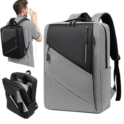 Business Laptop Backpack, Lightweight Casual Travel Backpack, Fashion Waterproof Work Laptop Bag with USB Charging Port,Black - color: Black