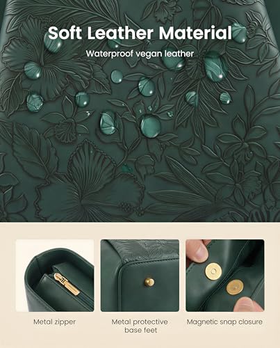 LOVEVOOK Laptop Tote for Women - 15.6 Inch Faux Leather Laptop Bag with Clutch, Large Capacity Office Purse Computer - color: Green Embossed, size: 15.6 inch