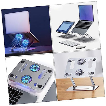 MERRYHAPY Aluminum Laptop Cooling Pad 2 Fans Strong Wind Quiet Laptop Cooler Ventilated Stand for 17.3 Inch Notebook