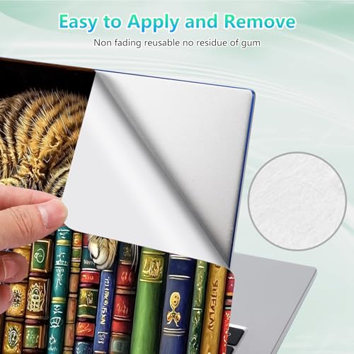 Laptop Skin Sticker Decal 12"-15.6" Universal Laptop/Notebook/Netbook Vinyl - Waterproof Scratch Resistant,Fits HP Dell Lenovo MacBook,2 Free Wrist Pads,Easy Apply & Remove,Cat Bookshelf - color: Cat Bookshelf