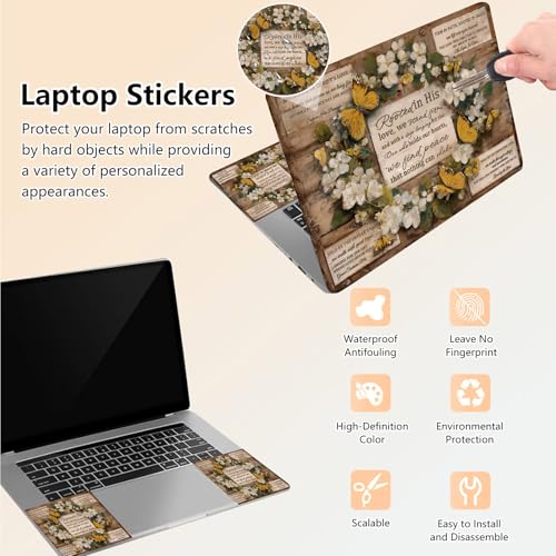 Laptop Skin Sticker Decal 15.6 Inch,12 13 13.3 14 15 15.6 in Laptop Netbook Skins for Notebook,Art Decal Removable Waterproof Scratch Resistant,Universal Vinyl Cover,Floral Bible Test - color: Floral Bible Test