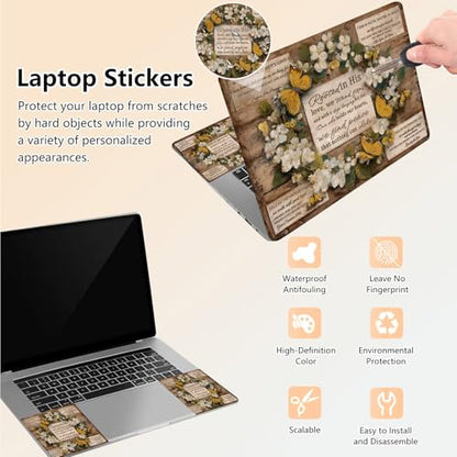 Laptop Skin Sticker Decal 15.6 Inch,12 13 13.3 14 15 15.6 in Laptop Netbook Skins for Notebook,Art Decal Removable Waterproof Scratch Resistant,Universal Vinyl Cover,Floral Bible Test - color: Floral Bible Test